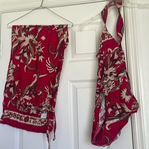 Women’s one piece bathing suit with matching cover-up pants